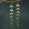 Roshini Golden Leafy Long Drop | Yavira Jewelry