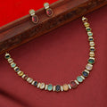 Millie Oval Glossy Stone Navratna Short Neckpiece With Earring | Yavira Jewelry