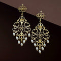 Golden Mitanshi Filigree Rice Pearl Earring | Yavira Jewelry
