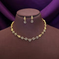 Aiswaryalakshmi American Diamond Stone Floral Claw Short Neckpiece With Earring | Yavira Jewelry