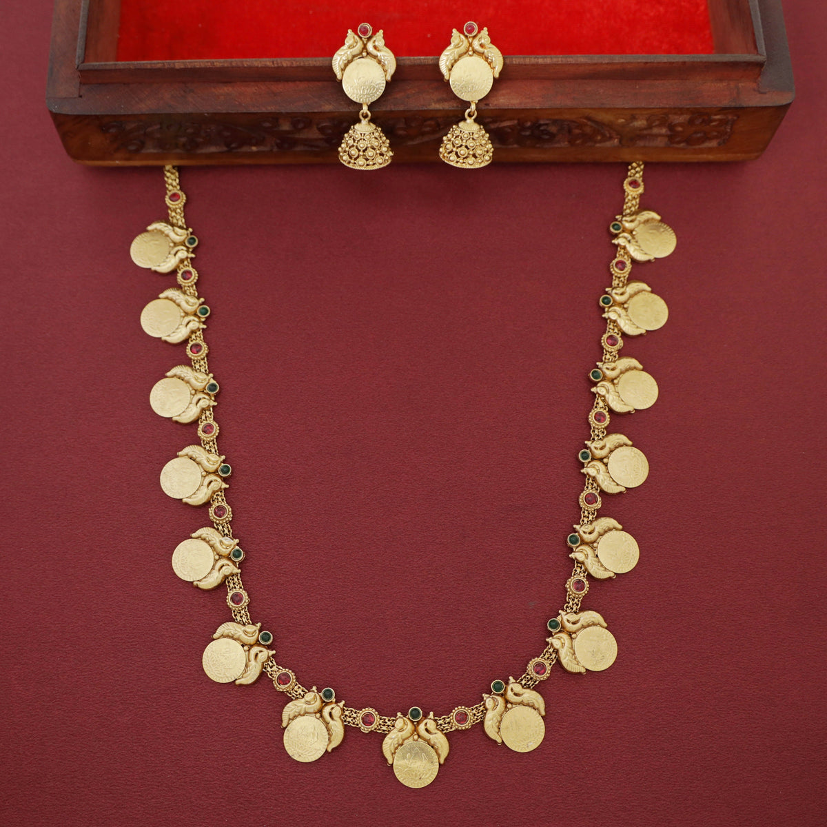 Mahalakshmi Mayura Kashi Long Neckpiece With Earring | Yavira Jewelry