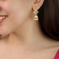Golden Lotus Pearl Jhumka | Yavira Jewelry