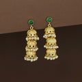 Krishna Golden Glossy Three Layer Pearl Jhumka | Yavira Jewelry