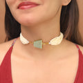 Ishani Raw Stone Pearl Choker | Yavira Jewelry