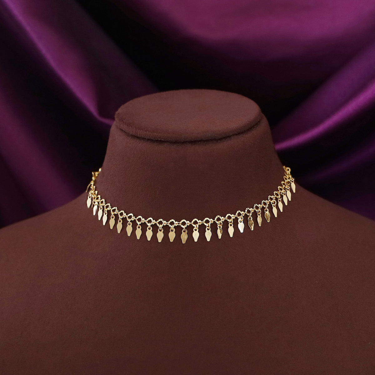 Divyanshi Golden Mini Textured Circle Elakkathali | Yavira Jewelry