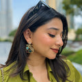 Golden Square Triple Line Raw Stone Earring | Yavira Jewelry