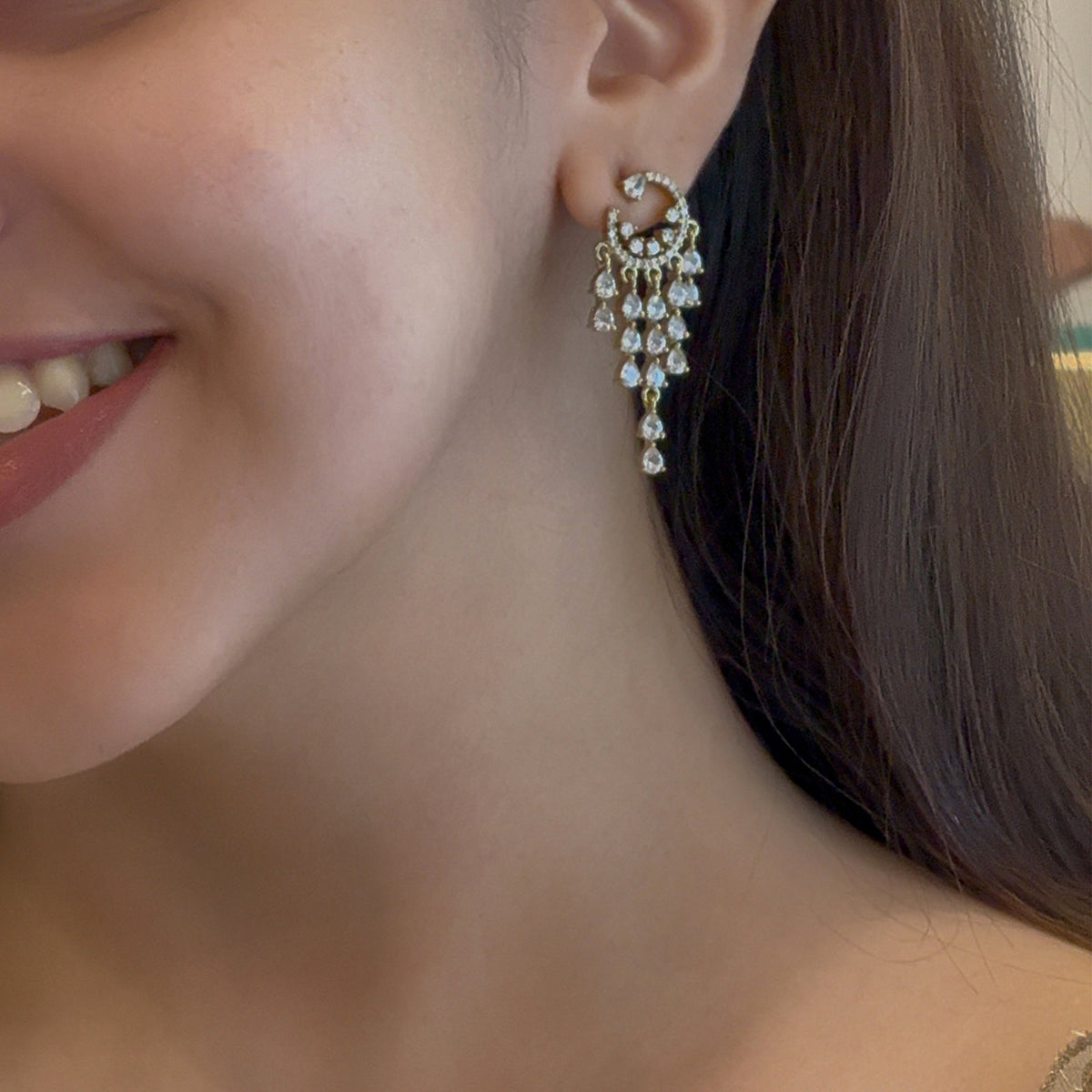 Ekishika Tassel Drop Glossy Stone Earring | Yavira Jewelry
