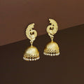 Swaranya Golden Mayura Textured Pearl Jhumka | Yavira Jewelry