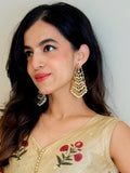 Sruthila 5 Layer Floral Rice Pearl Oval jadau kundan Earring | Yavira Jewelry